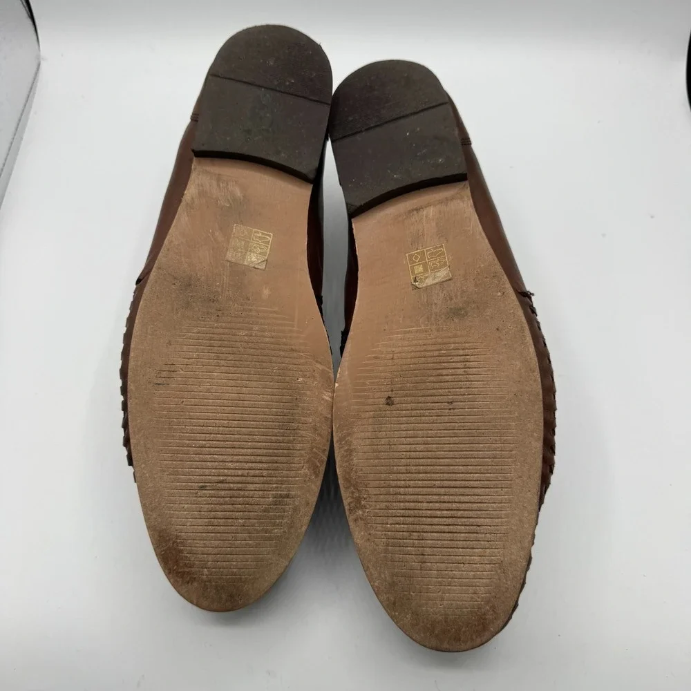 ASOS Brown Woven Leather Tassel Loafers Men's 9.5 D Slip On Huarache Shoes